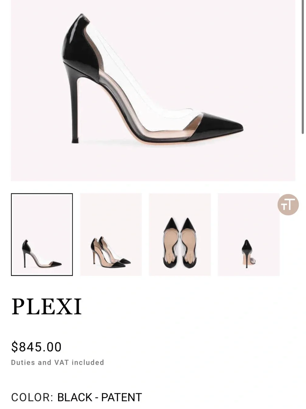 Gianvito Rossi “Plexi” Black Patent Pointed PVC Pump - Picture 8 of 9